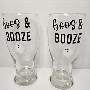Boos and Booze Glasses Halloween Pilsner Set of 2 Halloween Pilsners